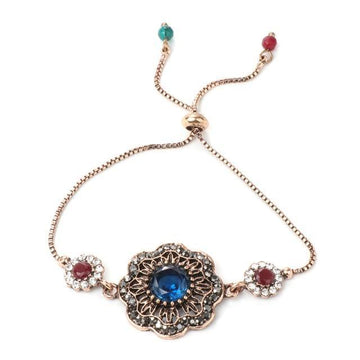 Luxury Antique Gold Grey Crystal Flower Vintage Bracelet - The Jewellery Supermarket